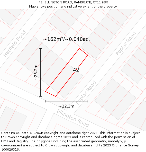 42, ELLINGTON ROAD, RAMSGATE, CT11 9SR: Plot and title map
