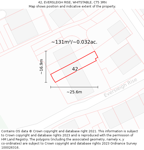 42, EVERSLEIGH RISE, WHITSTABLE, CT5 3RN: Plot and title map