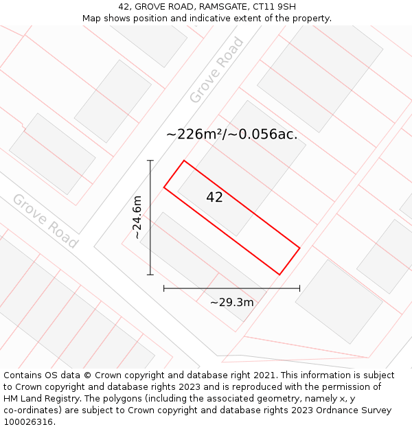 42, GROVE ROAD, RAMSGATE, CT11 9SH: Plot and title map