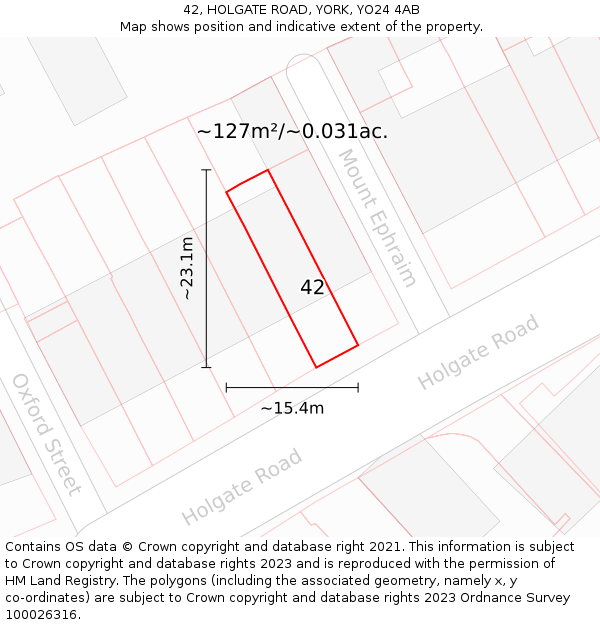 42, HOLGATE ROAD, YORK, YO24 4AB: Plot and title map