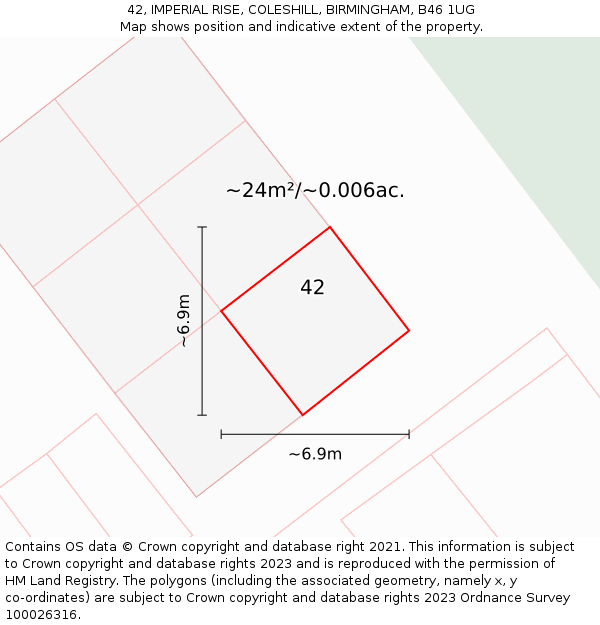 42, IMPERIAL RISE, COLESHILL, BIRMINGHAM, B46 1UG: Plot and title map