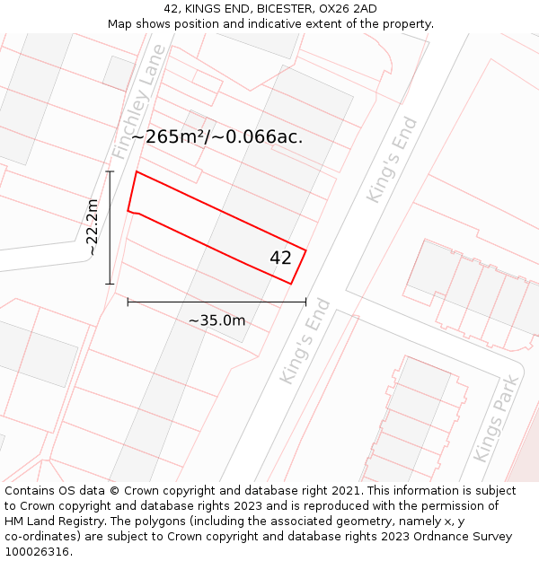42, KINGS END, BICESTER, OX26 2AD: Plot and title map