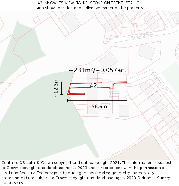 42, KNOWLES VIEW, TALKE, STOKE-ON-TRENT, ST7 1GH: Plot and title map