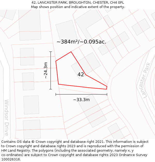 42, LANCASTER PARK, BROUGHTON, CHESTER, CH4 0PL: Plot and title map