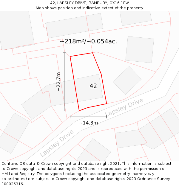 42, LAPSLEY DRIVE, BANBURY, OX16 1EW: Plot and title map