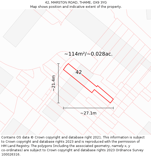 42, MARSTON ROAD, THAME, OX9 3YG: Plot and title map