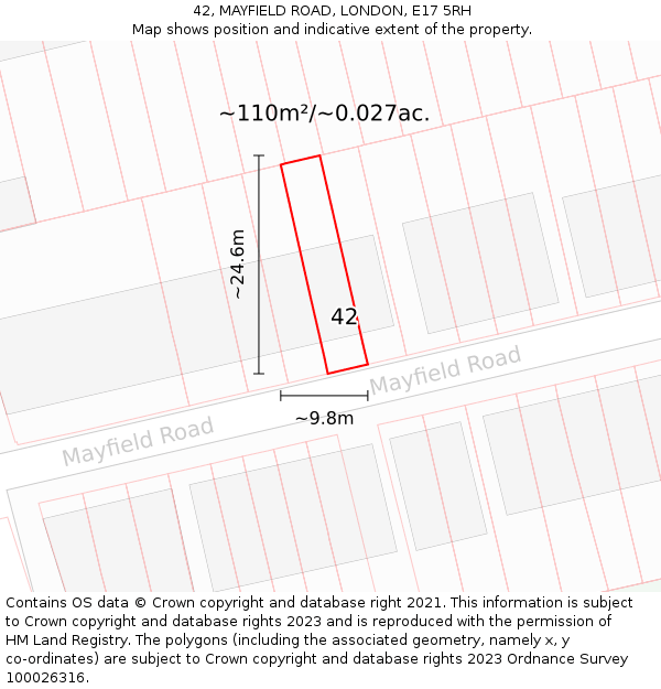 42, MAYFIELD ROAD, LONDON, E17 5RH: Plot and title map