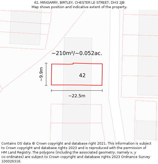 42, MINGARRY, BIRTLEY, CHESTER LE STREET, DH3 2JB: Plot and title map