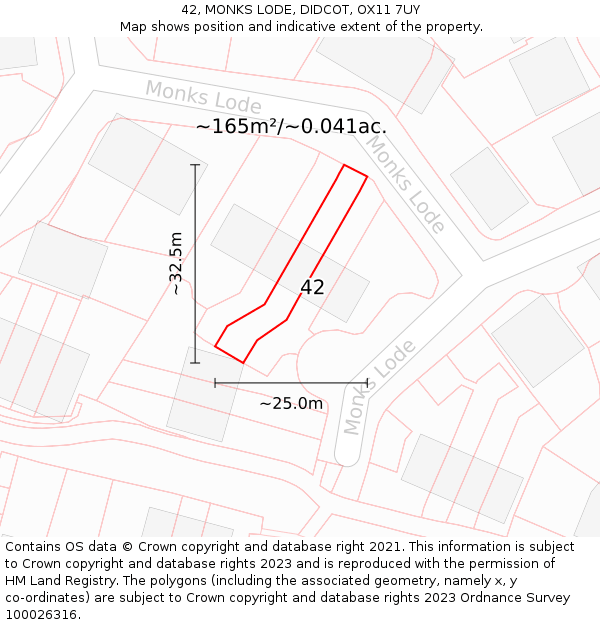 42, MONKS LODE, DIDCOT, OX11 7UY: Plot and title map