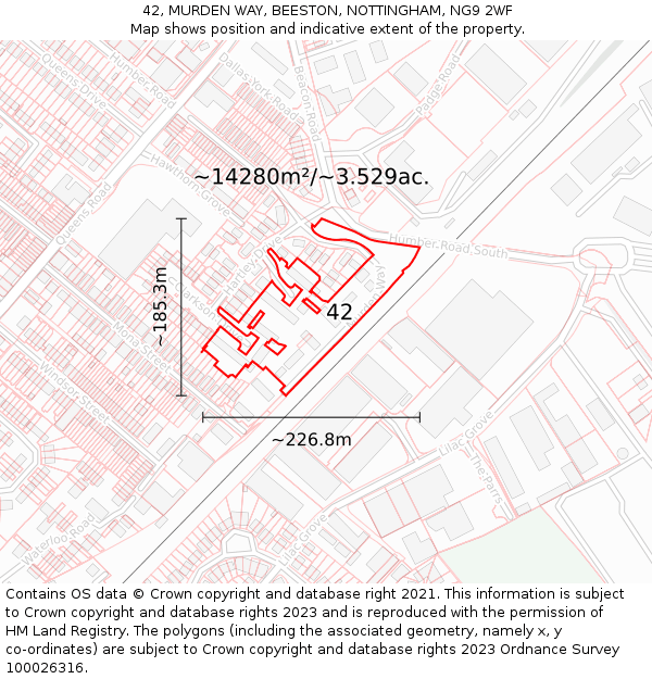 42, MURDEN WAY, BEESTON, NOTTINGHAM, NG9 2WF: Plot and title map