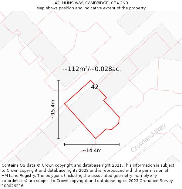 42, NUNS WAY, CAMBRIDGE, CB4 2NR: Plot and title map
