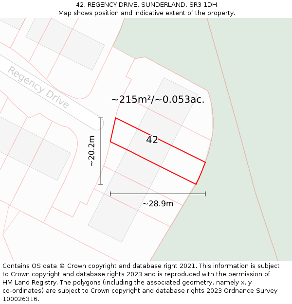 42, REGENCY DRIVE, SUNDERLAND, SR3 1DH: Plot and title map