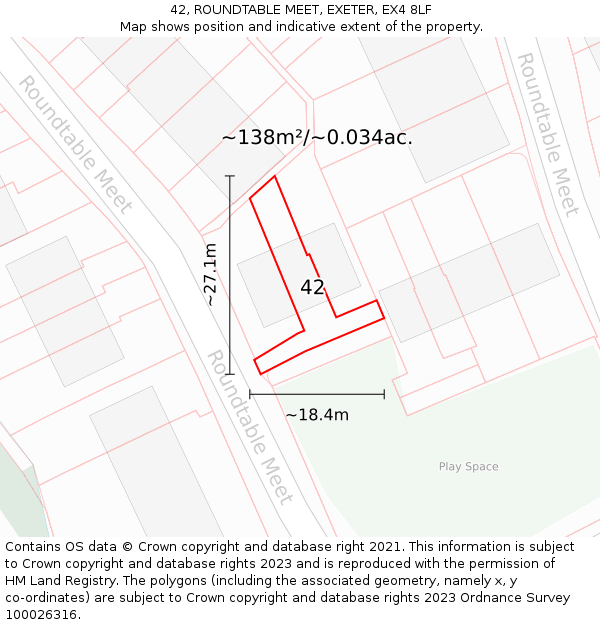 42, ROUNDTABLE MEET, EXETER, EX4 8LF: Plot and title map
