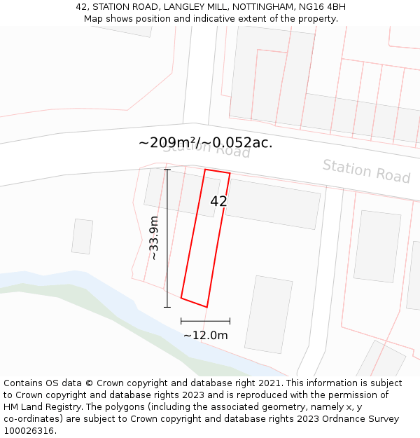 42, STATION ROAD, LANGLEY MILL, NOTTINGHAM, NG16 4BH: Plot and title map