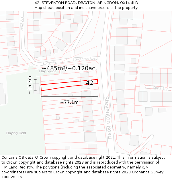 42, STEVENTON ROAD, DRAYTON, ABINGDON, OX14 4LD: Plot and title map