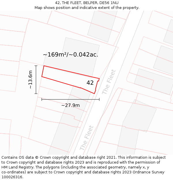 42, THE FLEET, BELPER, DE56 1NU: Plot and title map