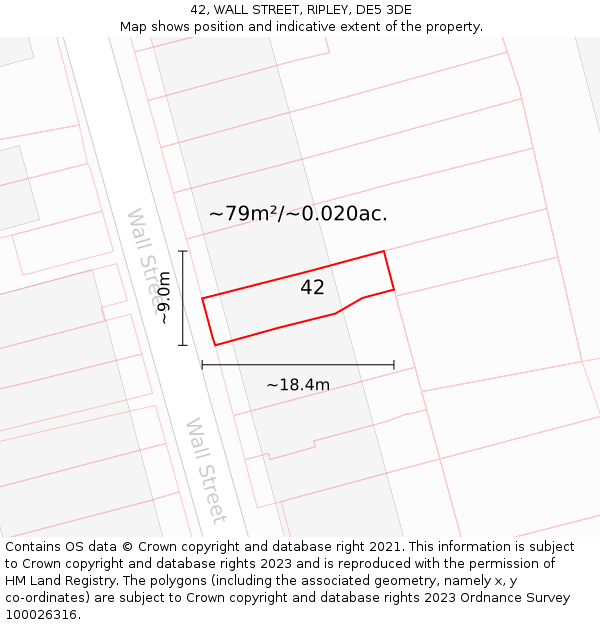 42, WALL STREET, RIPLEY, DE5 3DE: Plot and title map