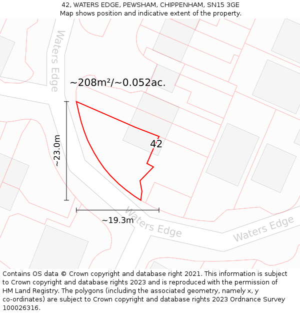 42, WATERS EDGE, PEWSHAM, CHIPPENHAM, SN15 3GE: Plot and title map