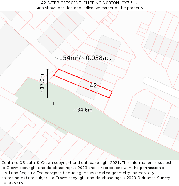 42, WEBB CRESCENT, CHIPPING NORTON, OX7 5HU: Plot and title map