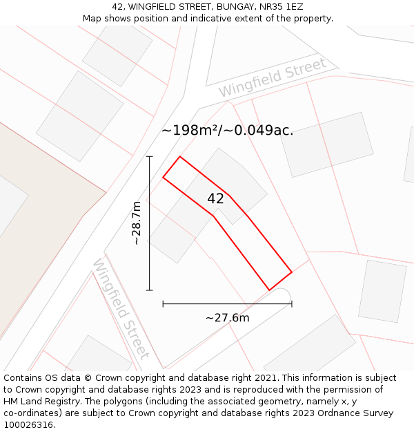42, WINGFIELD STREET, BUNGAY, NR35 1EZ: Plot and title map