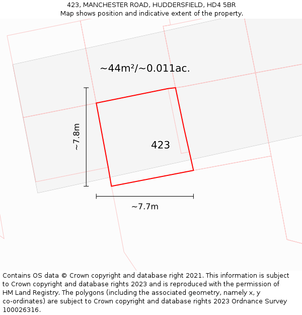 423, MANCHESTER ROAD, HUDDERSFIELD, HD4 5BR: Plot and title map