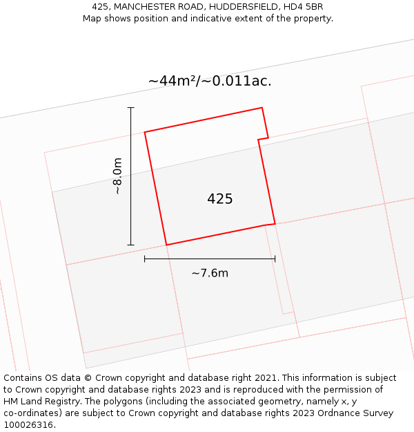 425, MANCHESTER ROAD, HUDDERSFIELD, HD4 5BR: Plot and title map