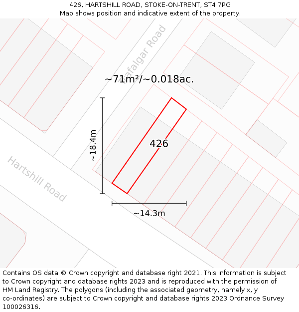 426, HARTSHILL ROAD, STOKE-ON-TRENT, ST4 7PG: Plot and title map