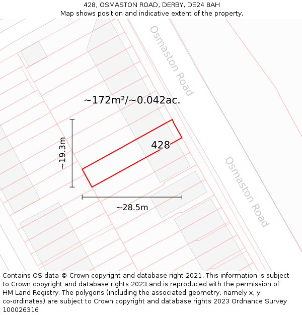 428, OSMASTON ROAD, DERBY, DE24 8AH: Plot and title map
