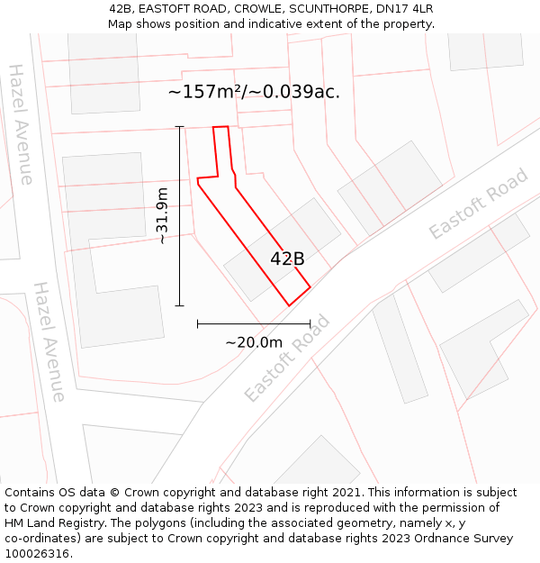 42B, EASTOFT ROAD, CROWLE, SCUNTHORPE, DN17 4LR: Plot and title map
