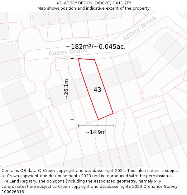 43, ABBEY BROOK, DIDCOT, OX11 7FY: Plot and title map