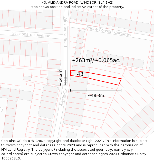 43, ALEXANDRA ROAD, WINDSOR, SL4 1HZ: Plot and title map