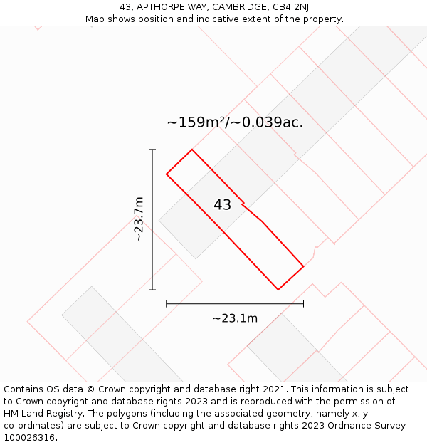 43, APTHORPE WAY, CAMBRIDGE, CB4 2NJ: Plot and title map
