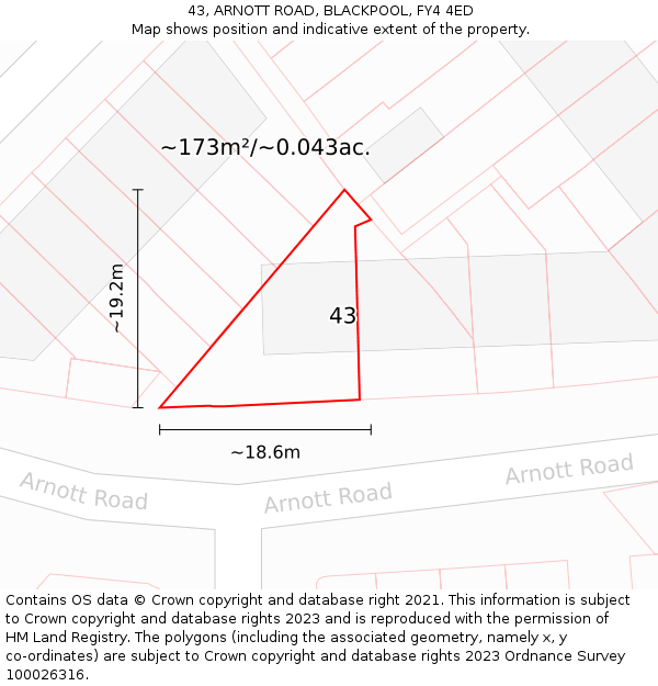 43, ARNOTT ROAD, BLACKPOOL, FY4 4ED: Plot and title map