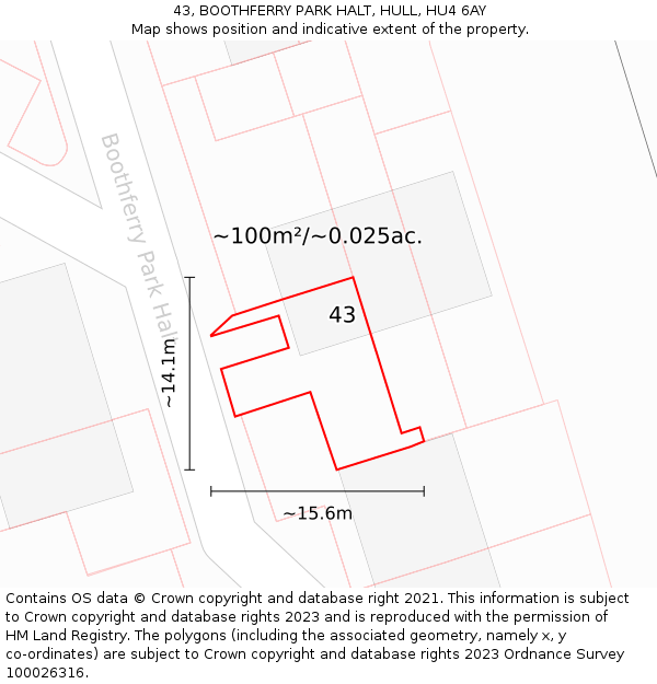 43, BOOTHFERRY PARK HALT, HULL, HU4 6AY: Plot and title map