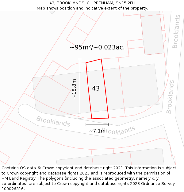 43, BROOKLANDS, CHIPPENHAM, SN15 2FH: Plot and title map