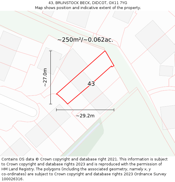 43, BRUNSTOCK BECK, DIDCOT, OX11 7YG: Plot and title map