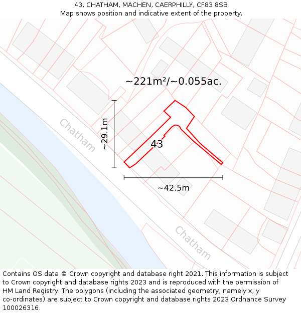 43, CHATHAM, MACHEN, CAERPHILLY, CF83 8SB: Plot and title map