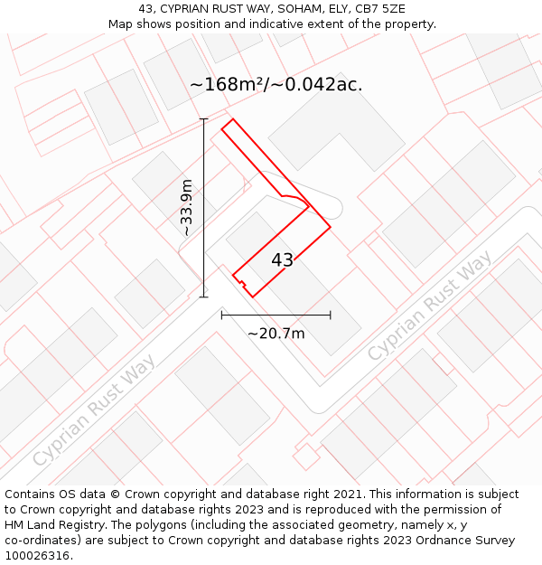 43, CYPRIAN RUST WAY, SOHAM, ELY, CB7 5ZE: Plot and title map