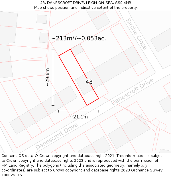 43, DANESCROFT DRIVE, LEIGH-ON-SEA, SS9 4NR: Plot and title map