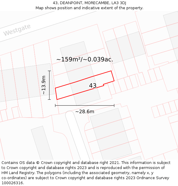 43, DEANPOINT, MORECAMBE, LA3 3DJ: Plot and title map