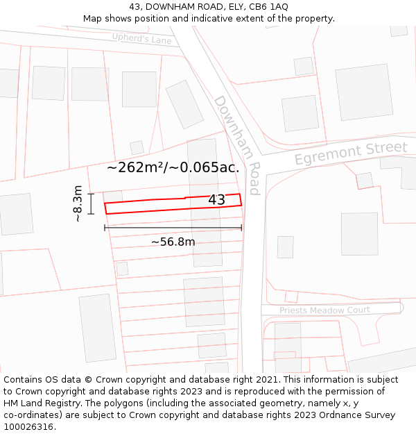 43, DOWNHAM ROAD, ELY, CB6 1AQ: Plot and title map