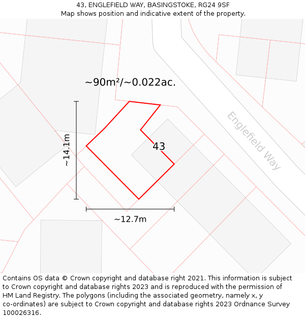 43, ENGLEFIELD WAY, BASINGSTOKE, RG24 9SF: Plot and title map