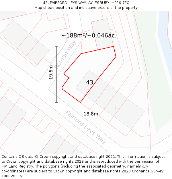 43, FAIRFORD LEYS WAY, AYLESBURY, HP19 7FQ: Plot and title map