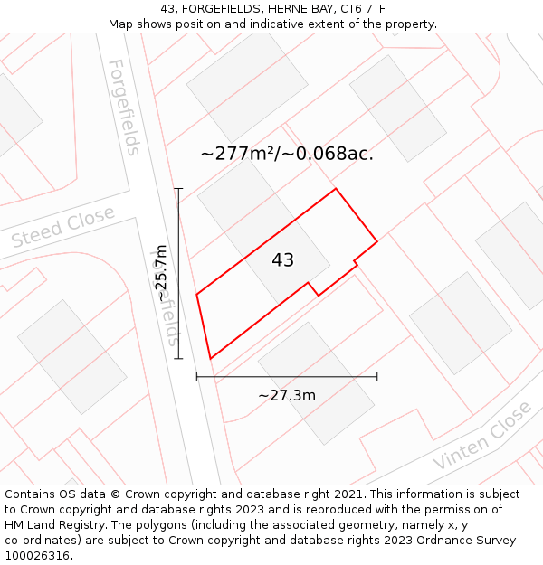 43, FORGEFIELDS, HERNE BAY, CT6 7TF: Plot and title map