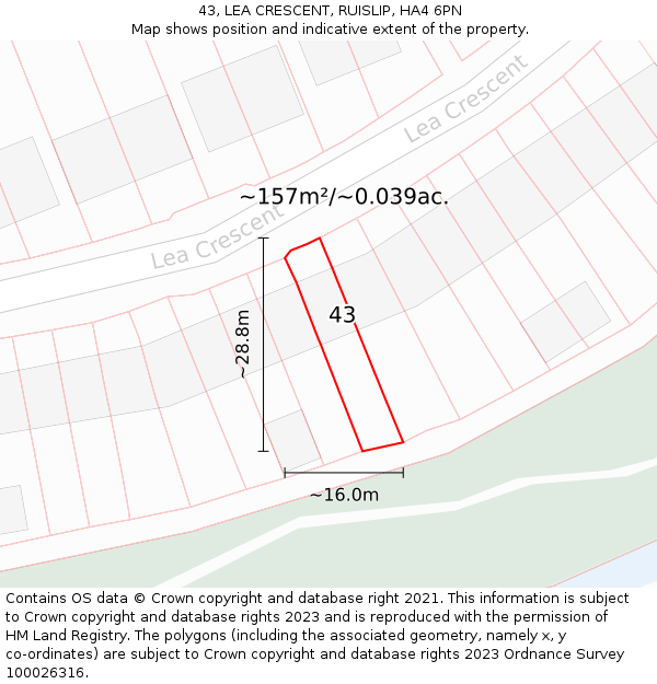 43, LEA CRESCENT, RUISLIP, HA4 6PN: Plot and title map