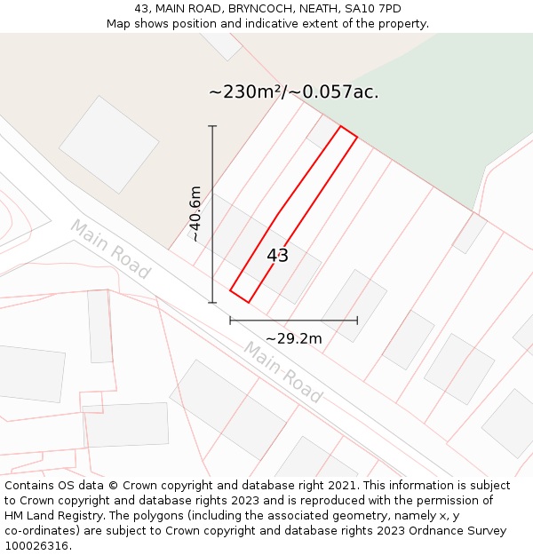 43, MAIN ROAD, BRYNCOCH, NEATH, SA10 7PD: Plot and title map