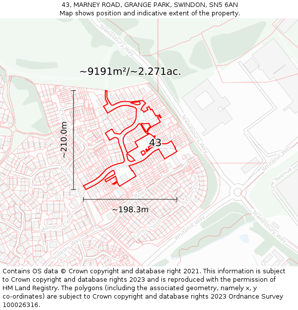 43, MARNEY ROAD, GRANGE PARK, SWINDON, SN5 6AN: Plot and title map
