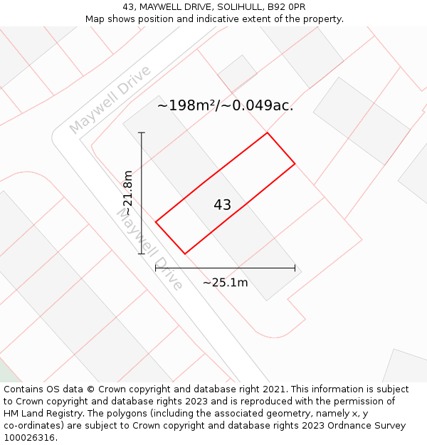 43, MAYWELL DRIVE, SOLIHULL, B92 0PR: Plot and title map