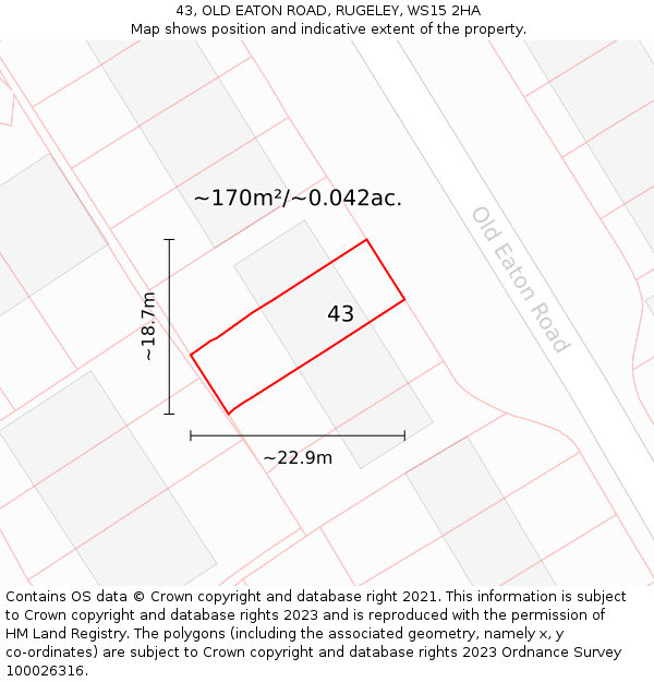 43, OLD EATON ROAD, RUGELEY, WS15 2HA: Plot and title map
