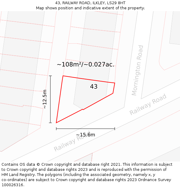 43, RAILWAY ROAD, ILKLEY, LS29 8HT: Plot and title map